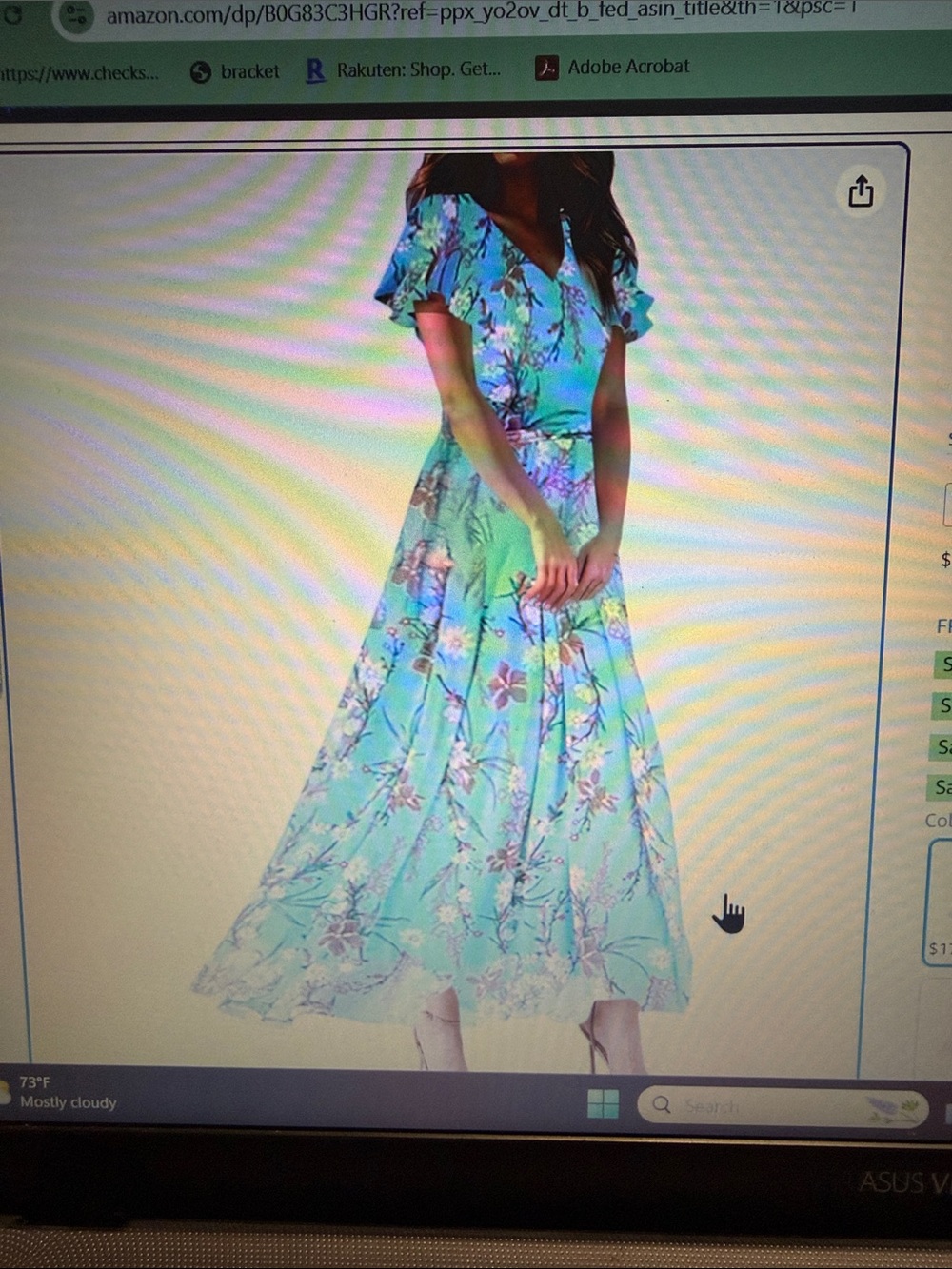 Floral V-Neck Maxi Dress in Aqua Blue